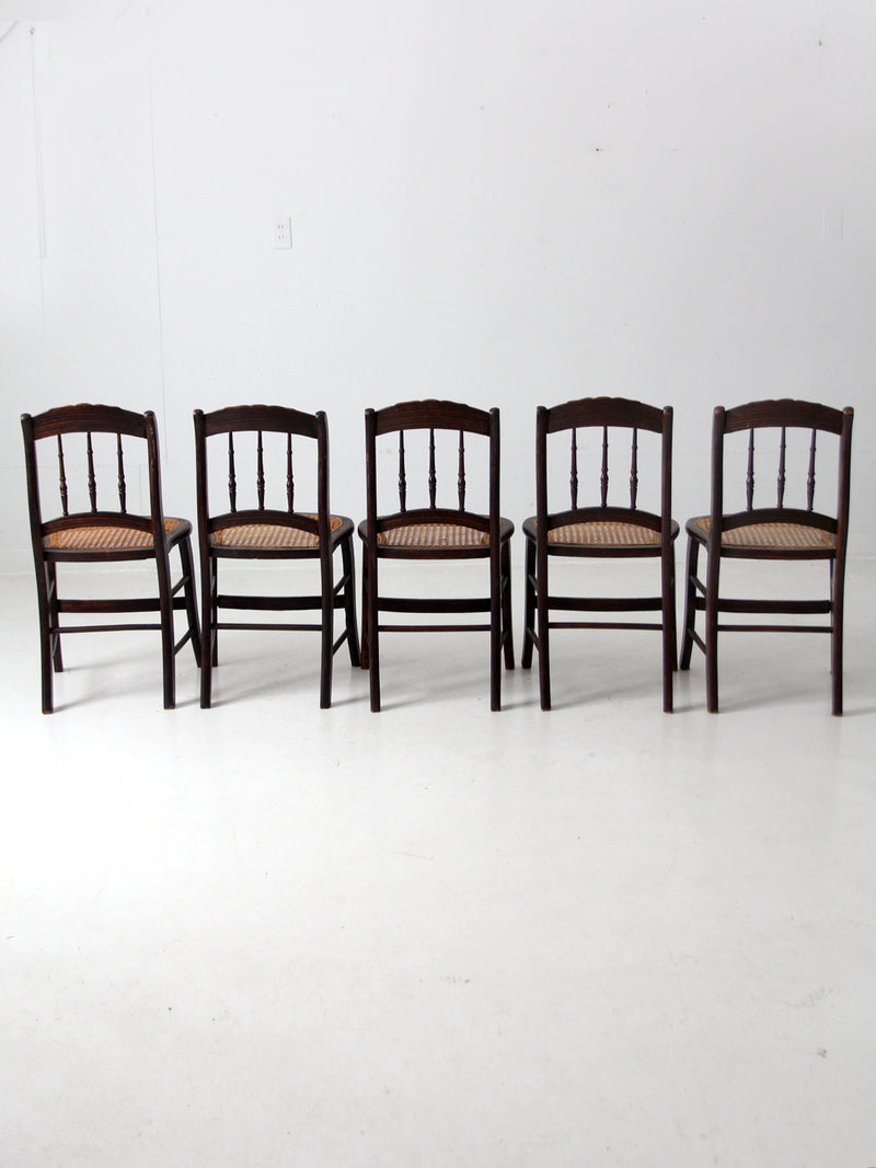 antique cane seat stencil back chairs set of 5