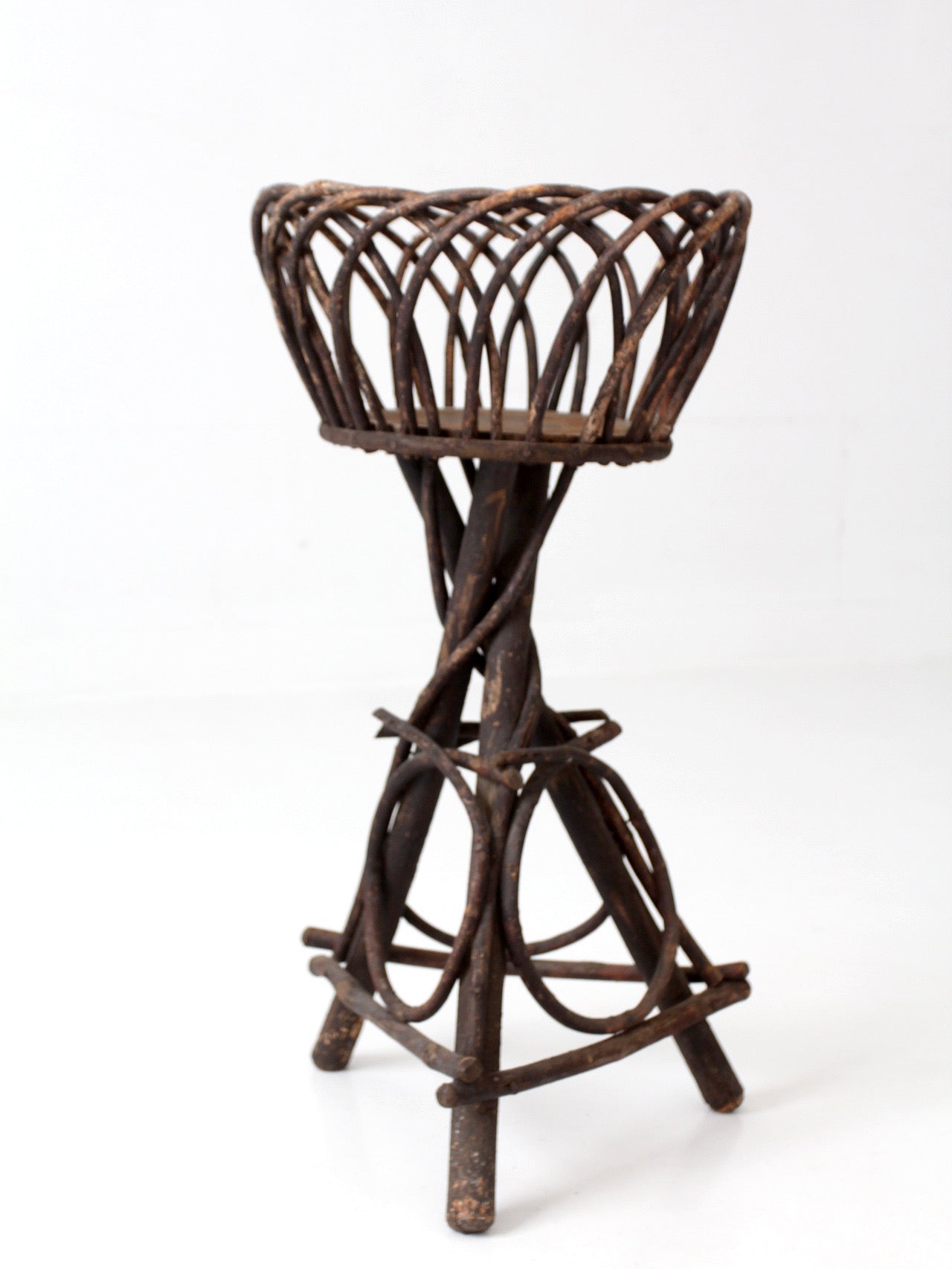 antique Adirondack twig plant stand