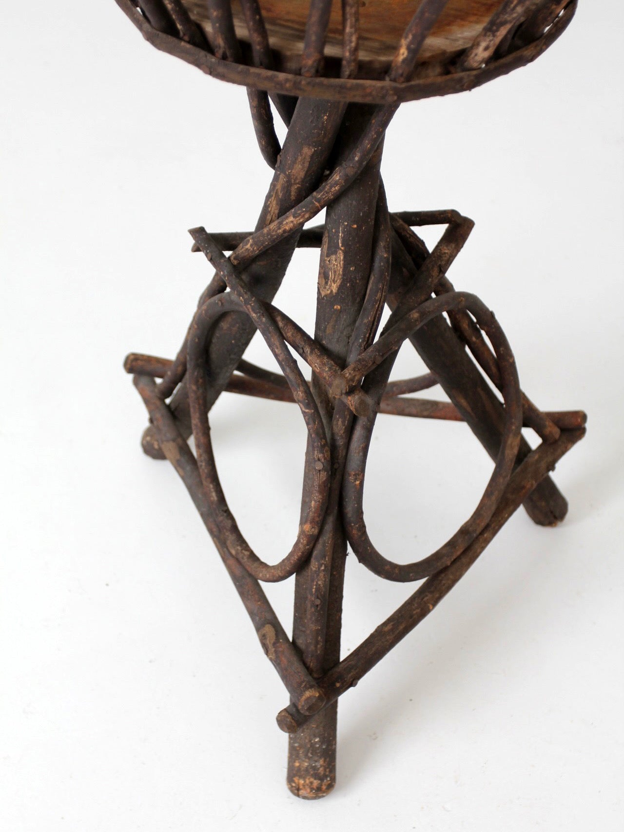 antique Adirondack twig plant stand