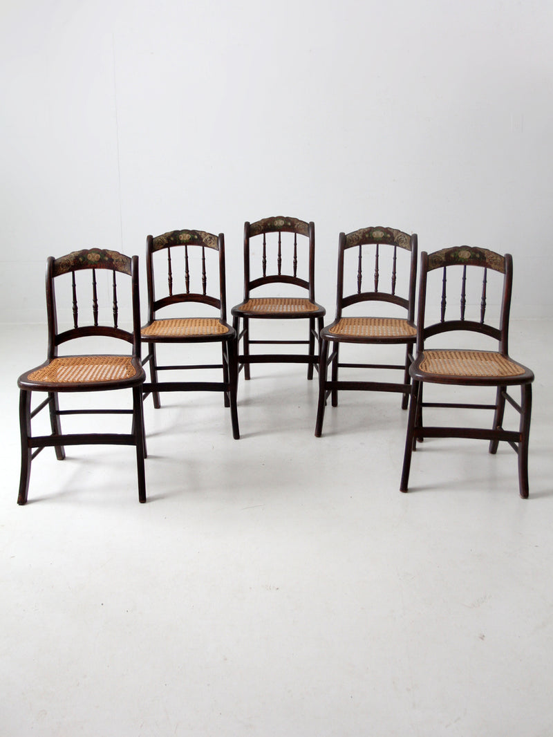 antique cane seat stencil back chairs set of 5