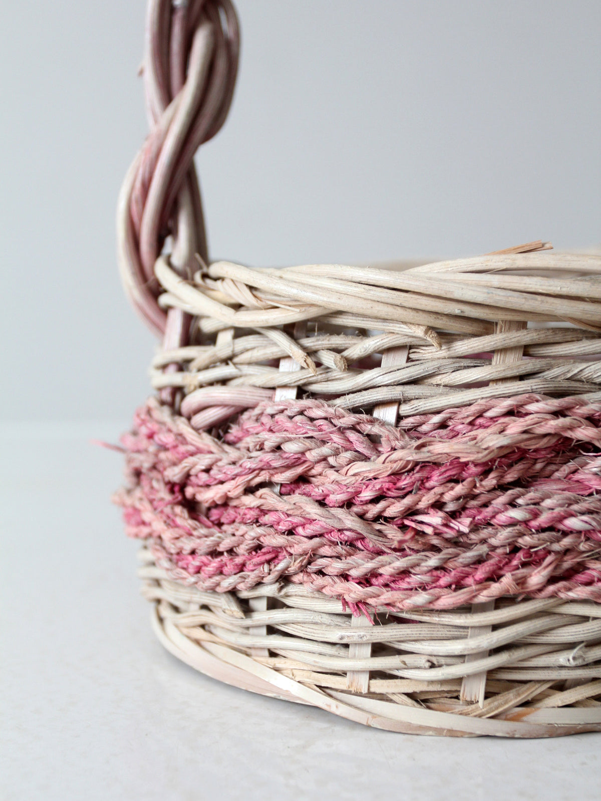 vintage pink wicker basket