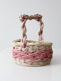 vintage pink wicker basket