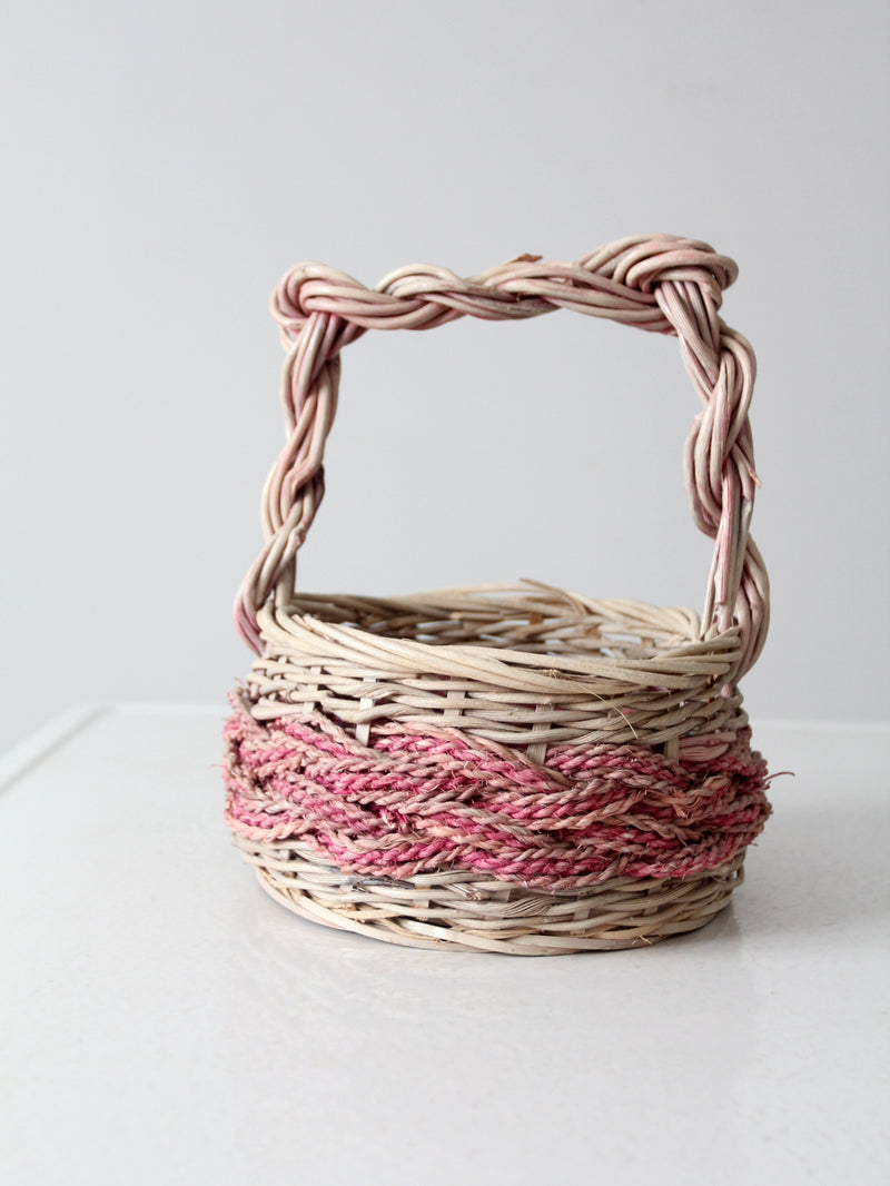 vintage pink wicker basket