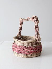 vintage pink wicker basket