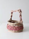 vintage pink wicker basket