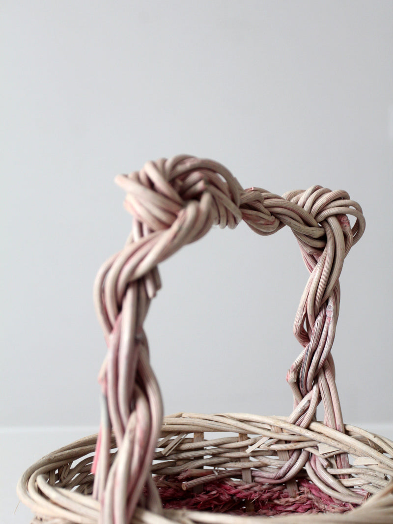 vintage pink wicker basket