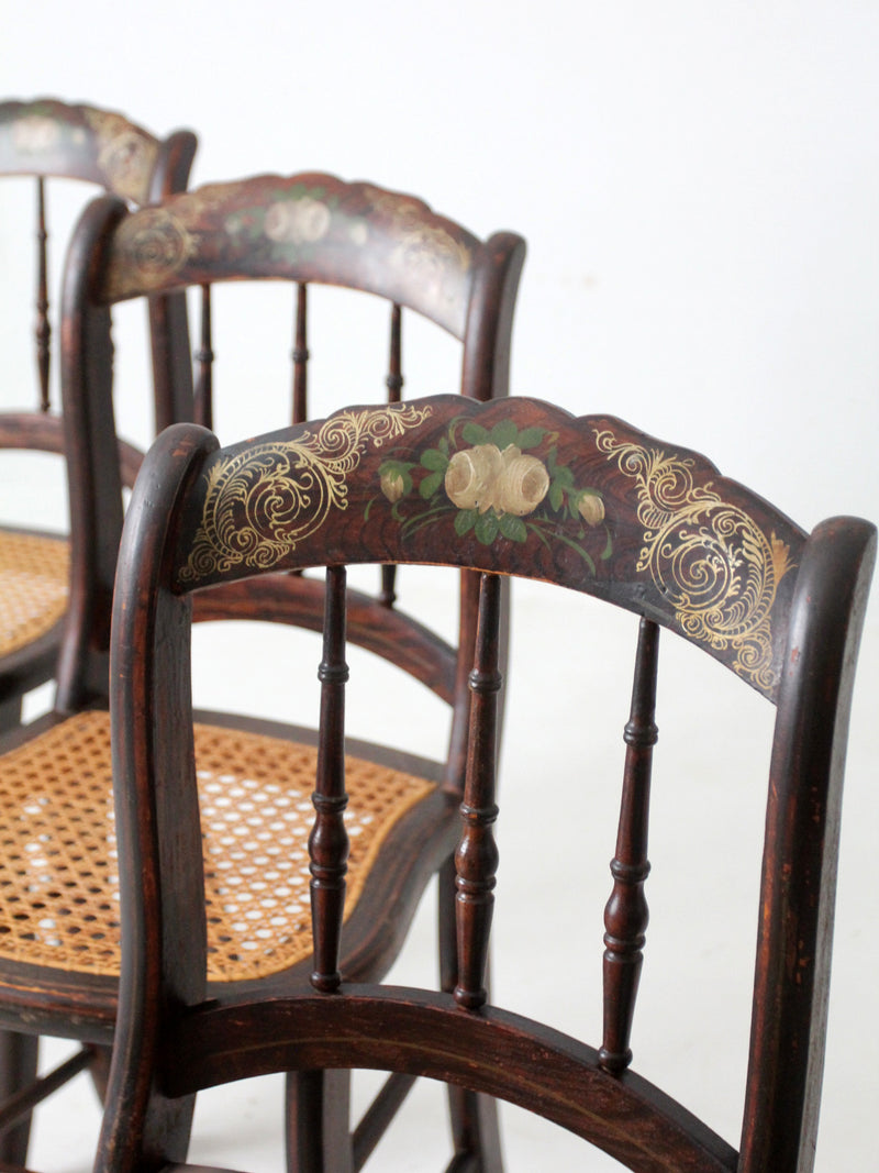 antique cane seat stencil back chairs set of 5