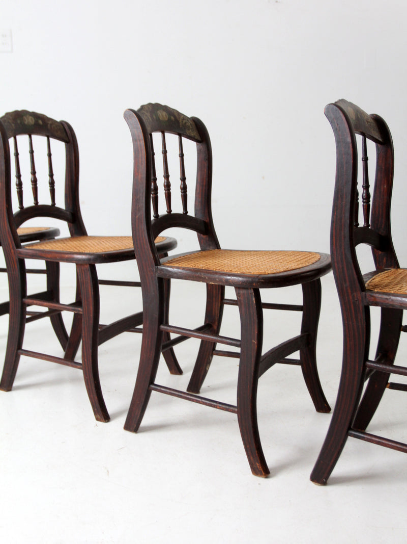 antique cane seat stencil back chairs set of 5