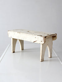 antique primitive white painted wooden step stool