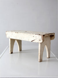 antique primitive white painted wooden step stool
