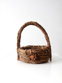 vintage rustic wicker twig basket