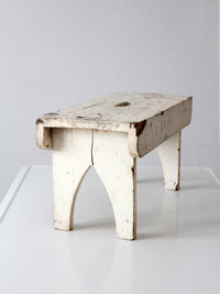 antique primitive white painted wooden step stool
