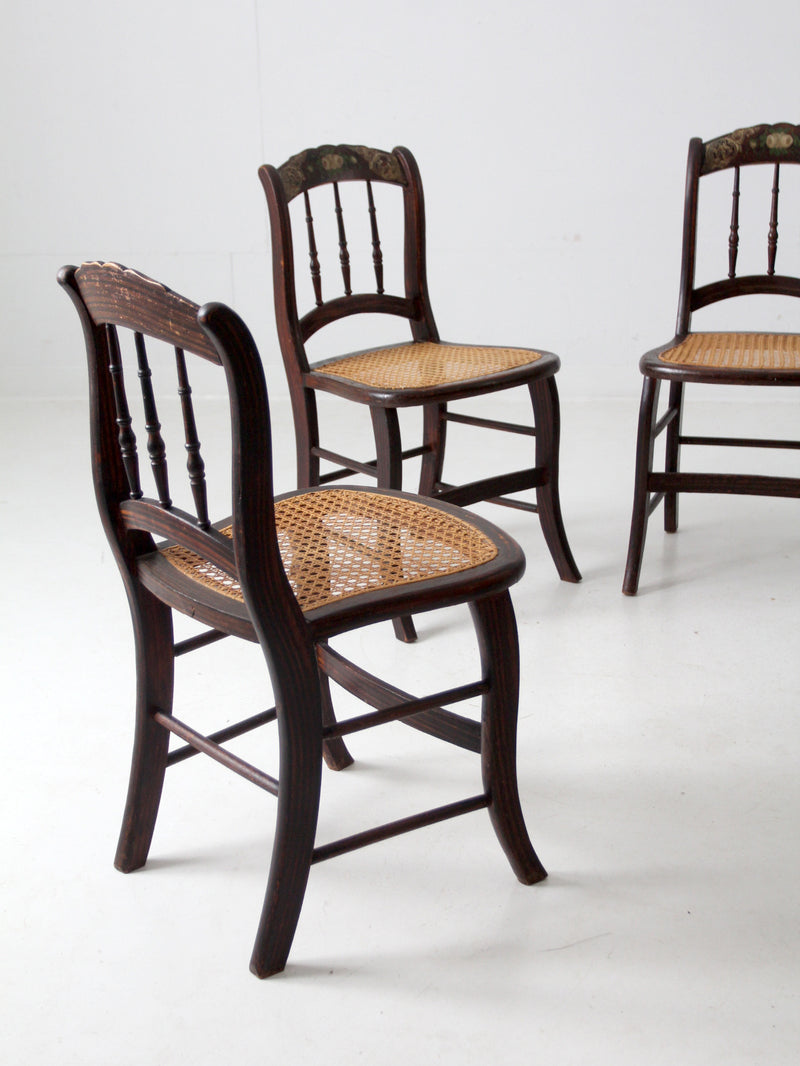 antique cane seat stencil back chairs set of 5