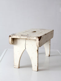antique primitive white painted wooden step stool