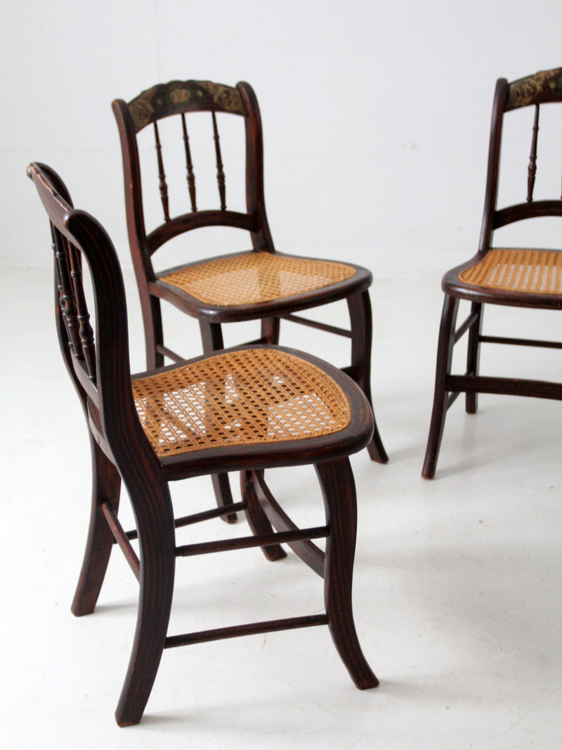 antique cane seat stencil back chairs set of 5