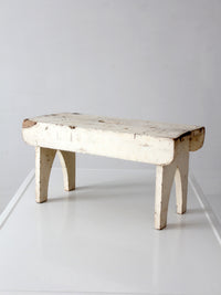 antique primitive white painted wooden step stool