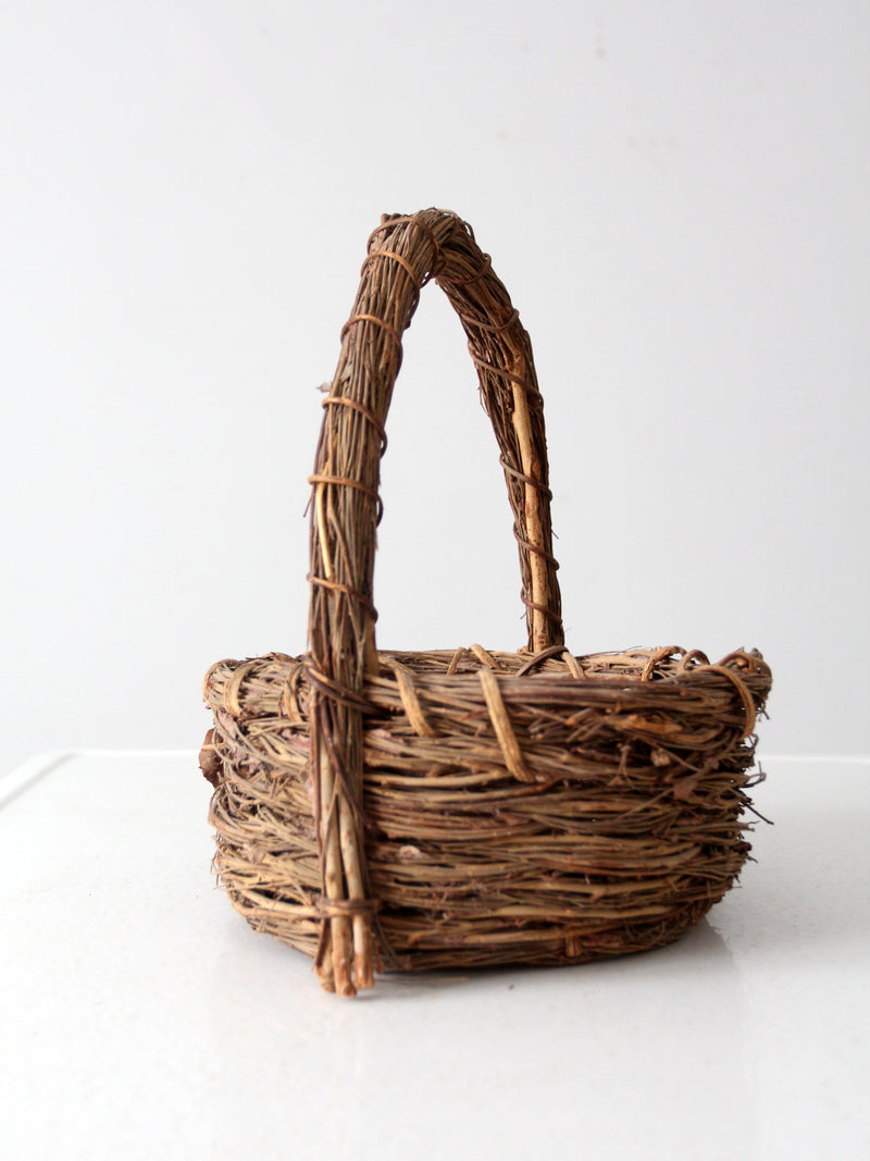 vintage rustic wicker twig basket