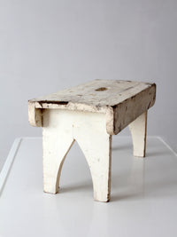 antique primitive white painted wooden step stool