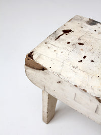 antique primitive white painted wooden step stool