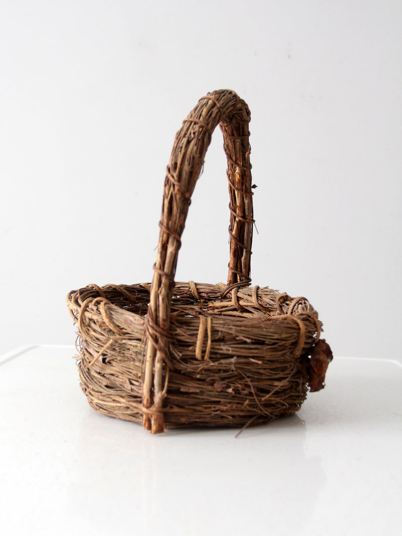 vintage rustic wicker twig basket