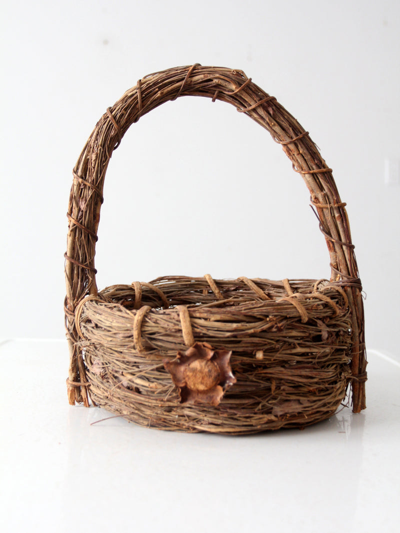 vintage rustic wicker twig basket