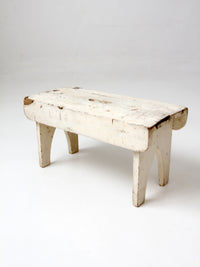 antique primitive white painted wooden step stool