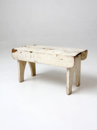 antique primitive white painted wooden step stool