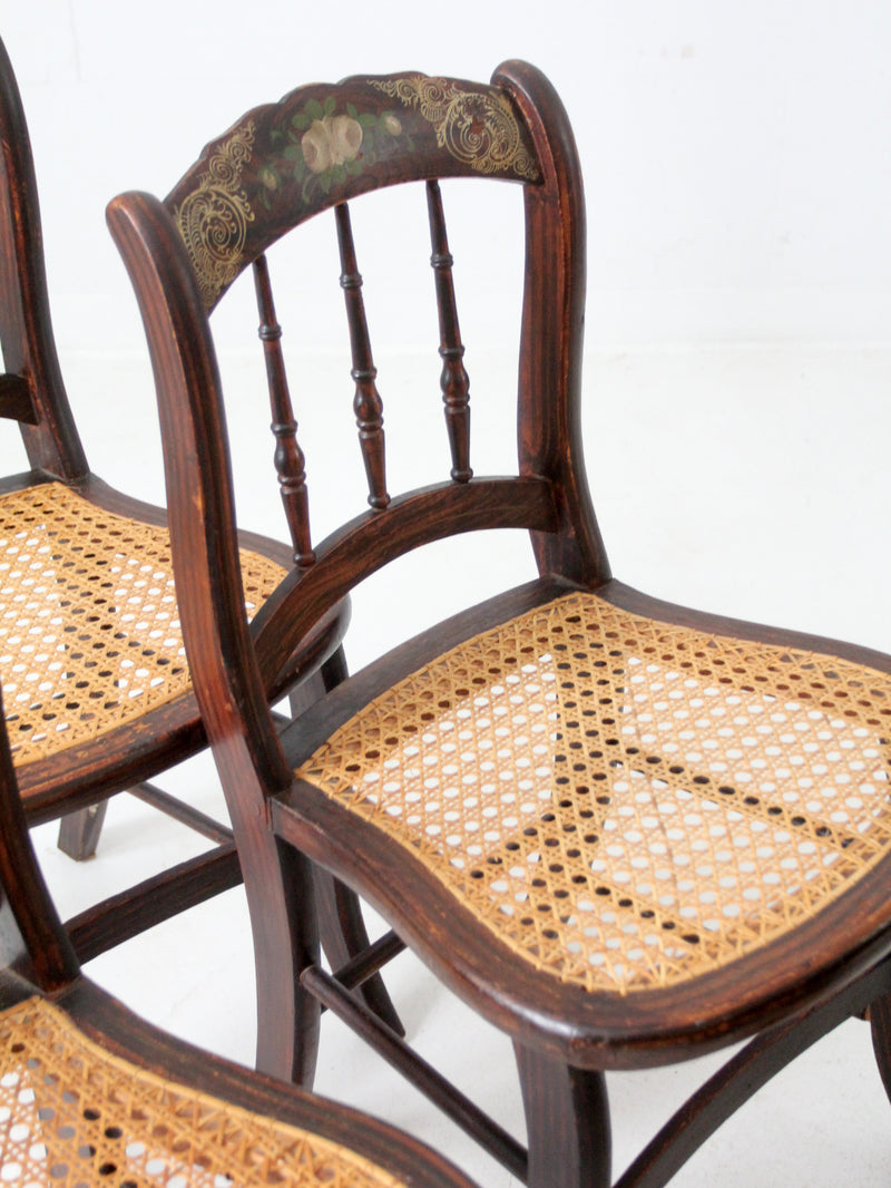 antique cane seat stencil back chairs set of 5