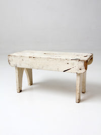 antique primitive white painted wooden step stool