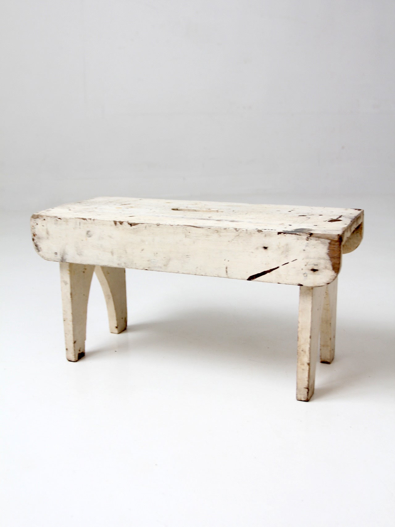 antique primitive white painted wooden step stool
