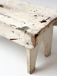 antique primitive white painted wooden step stool