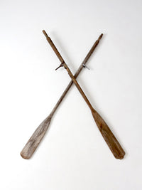 pair of vintage wooden boat oars