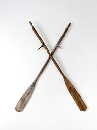 pair of vintage wooden boat oars
