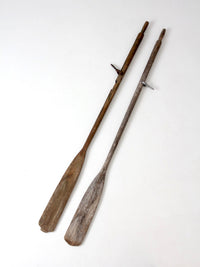 pair of vintage wooden boat oars