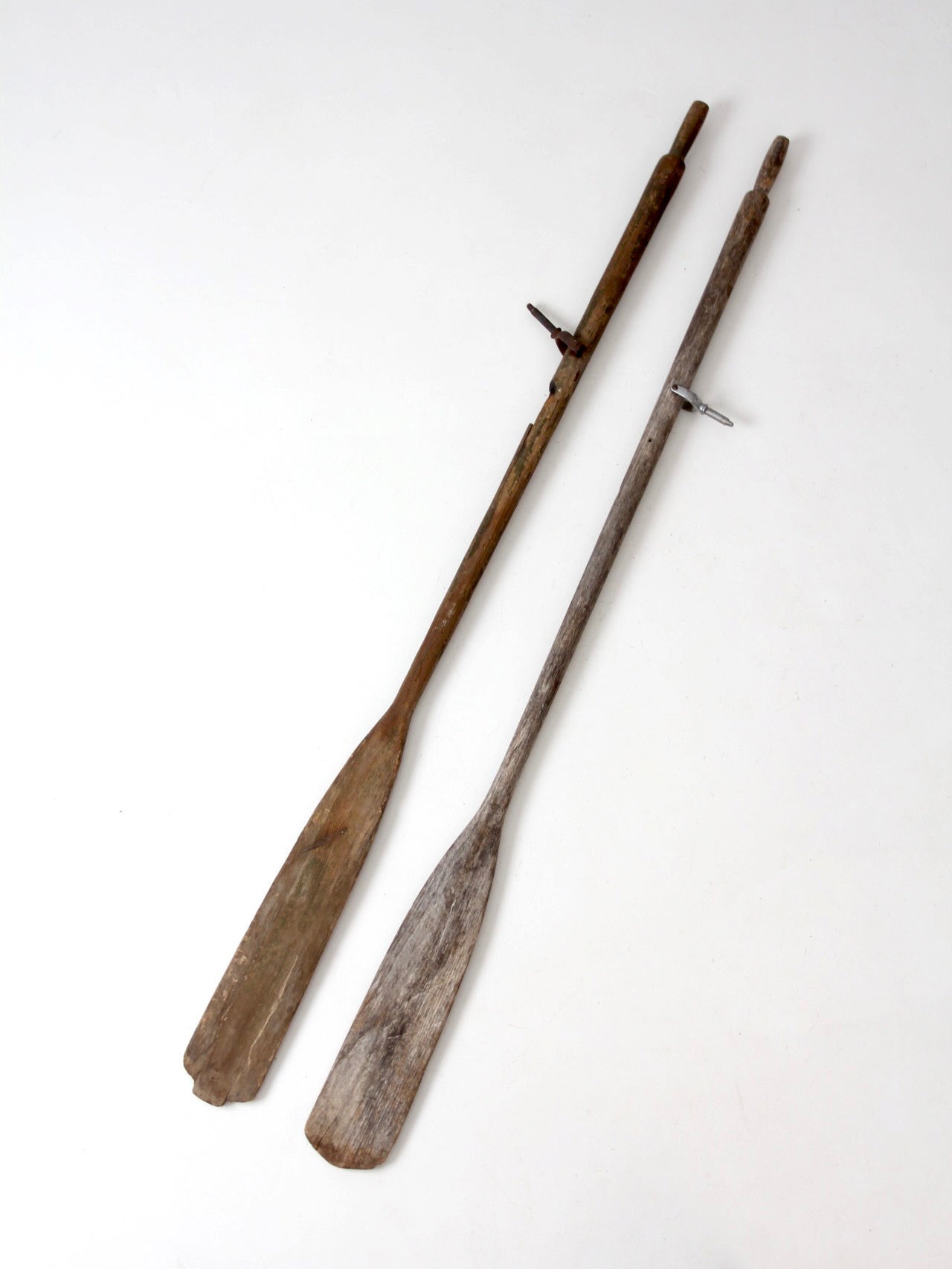 pair of vintage wooden boat oars