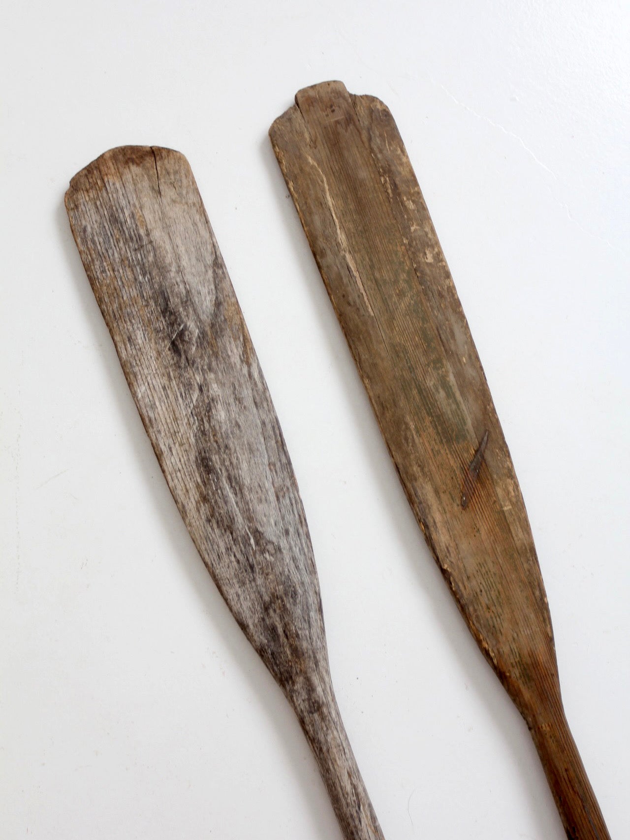 pair of vintage wooden boat oars