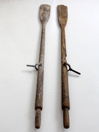 pair of vintage wooden boat oars