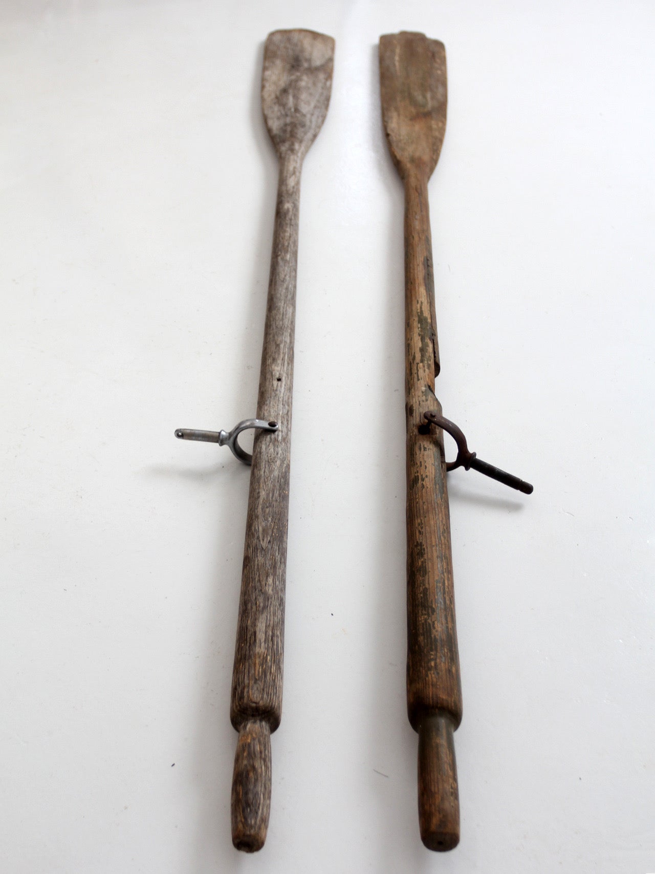 pair of vintage wooden boat oars