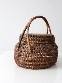 vintage wicker lidded basket