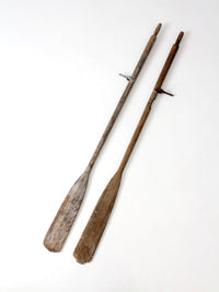 pair of vintage wooden boat oars