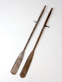 pair of vintage wooden boat oars