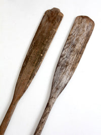 pair of vintage wooden boat oars