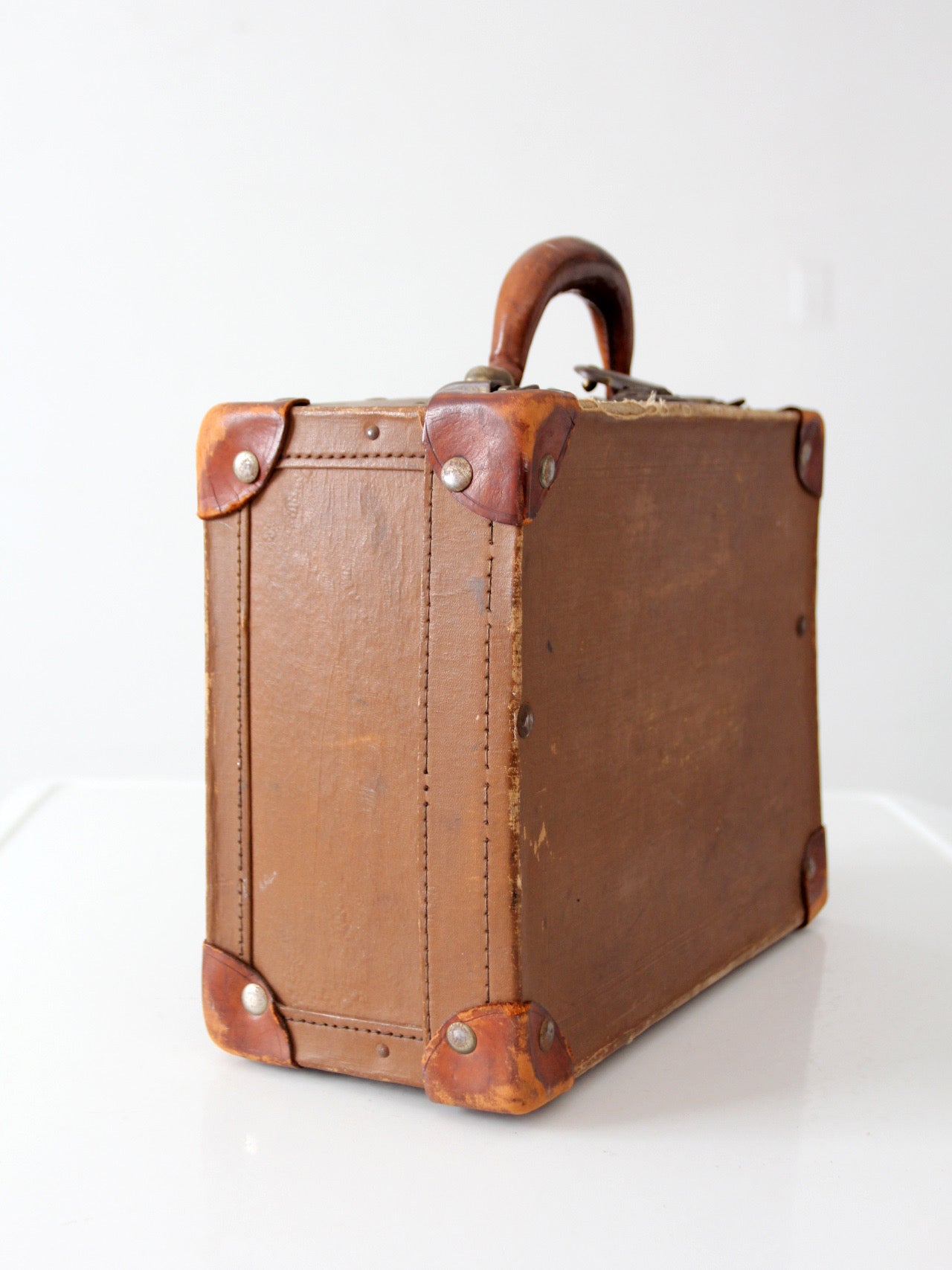 vintage miniature leather suitcase travel case