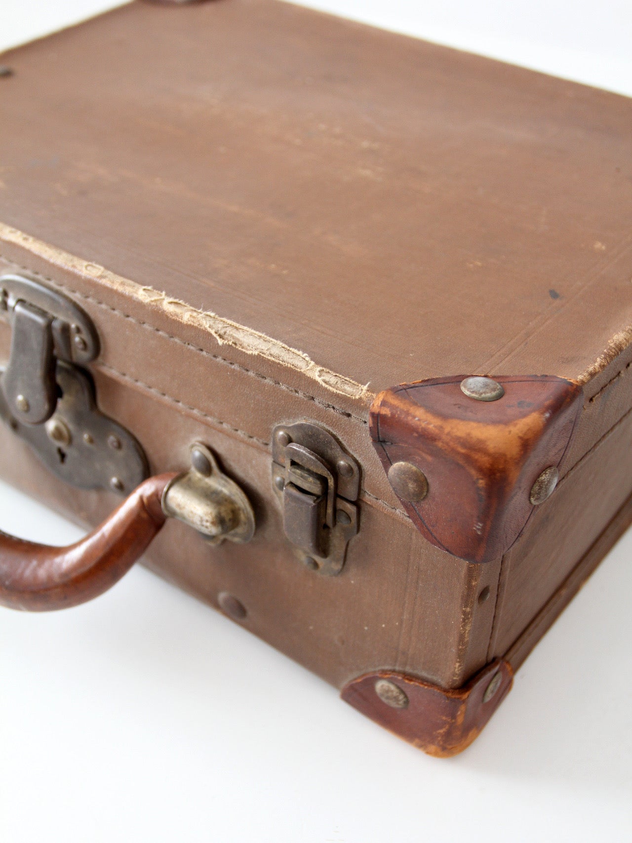 vintage miniature leather suitcase travel case