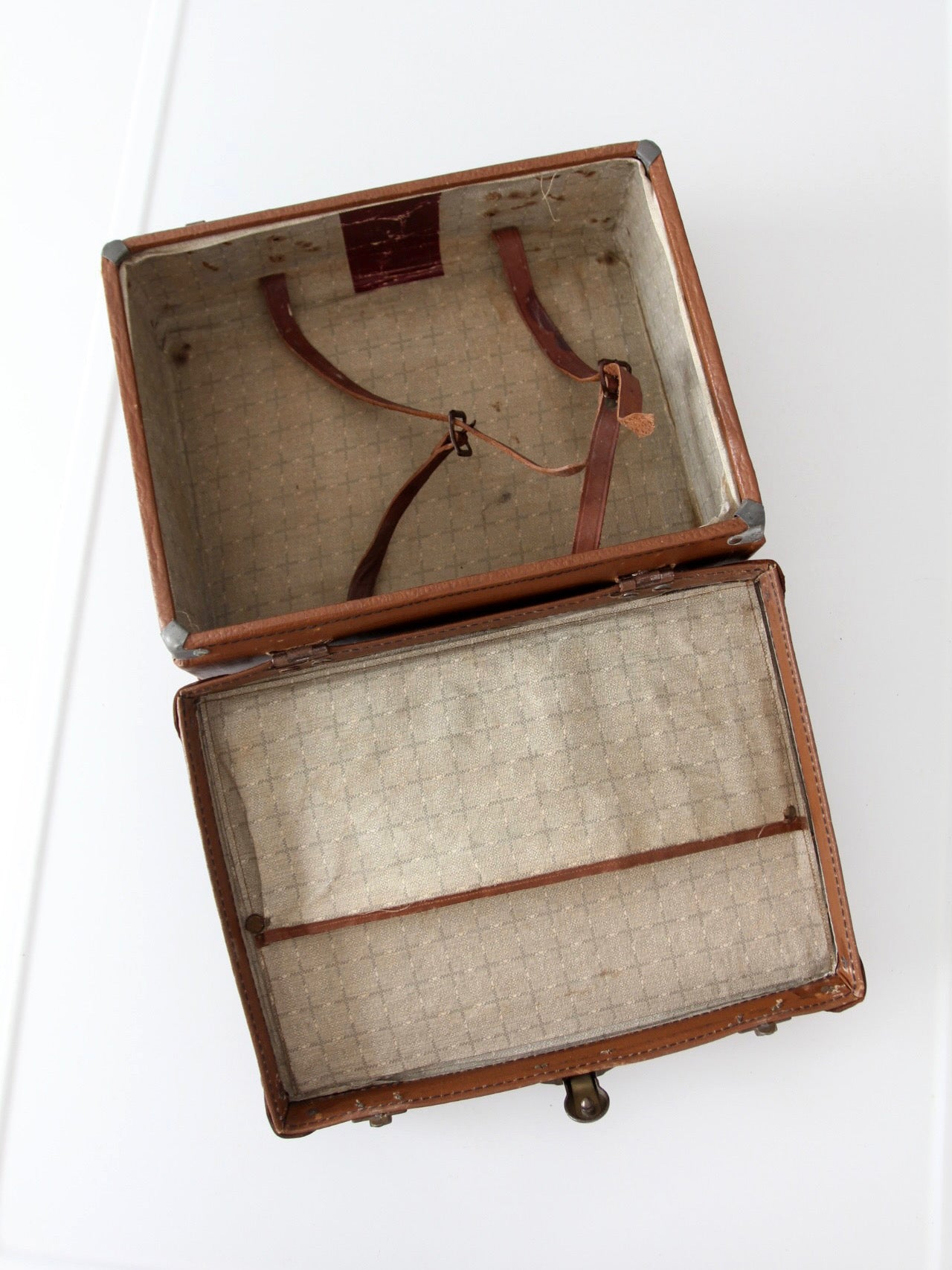 vintage miniature leather suitcase travel case