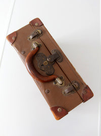 vintage miniature leather suitcase travel case