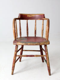 antique red painted Windsor captain's chair