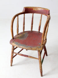 antique red painted Windsor captain's chair