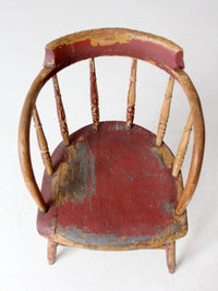 antique red painted Windsor captain's chair
