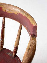 antique red painted Windsor captain's chair